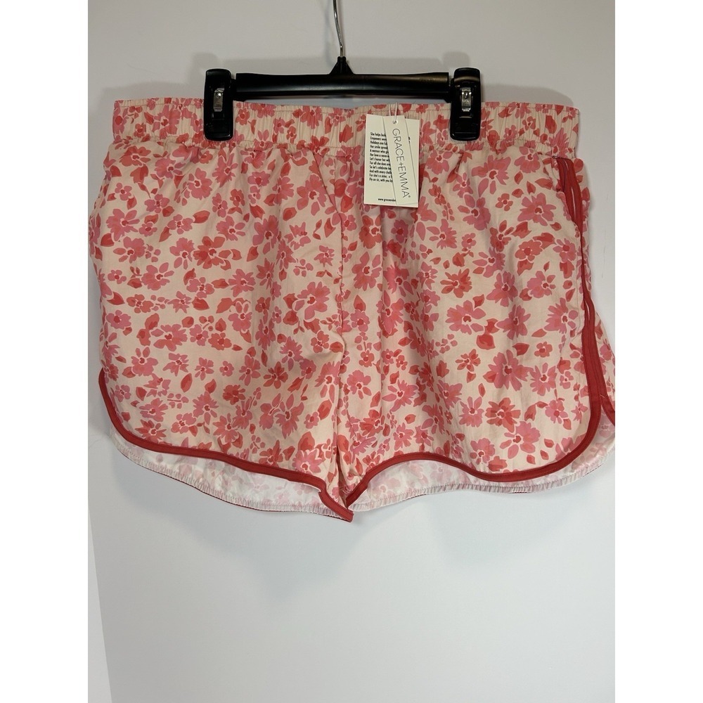 NWT Grace and Emma Pink Floral Go-Getter Shorts XLarge Elastic Waist